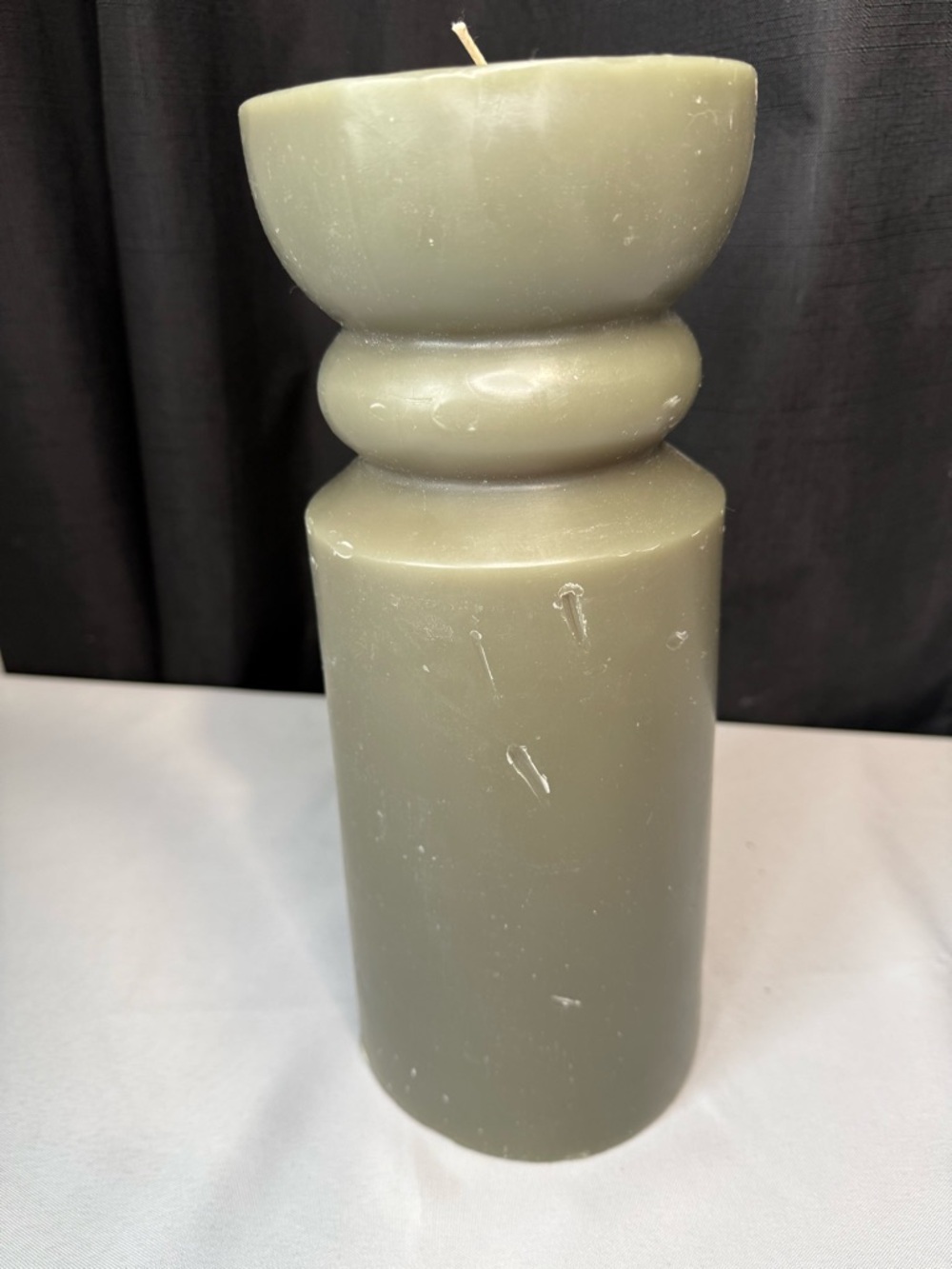 Hearth & Hand 12 in Green Decorative Sculpted Pillar Candle (Single Candle) - Picture 6 of 9